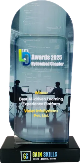 Best AI-driven Learning Experience Platform trophy awarded to Violet InfoSystems at the 13th L&D Confex and Awards, 2025