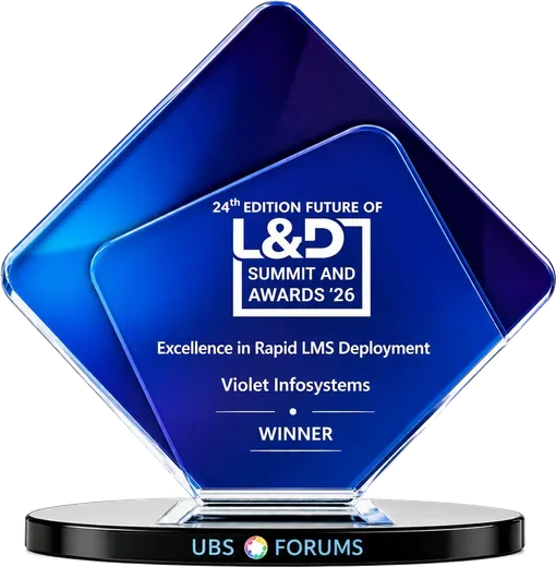 Excellence in Rapid LMS Deployment trophy awarded to Violet InfoSystems at the 24th Edition Future of L&D Summit and Awards, 2026