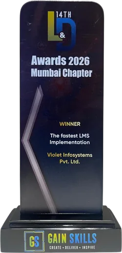 The Fastest LMS Implementation trophy awarded to Violet InfoSystems at the 14th L&D Confex & Awards, 2026